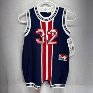 Baby Boy Buster Brown 12M Jersey Romper Basketball Jersey 32 Fly‎ Ball Blue Red